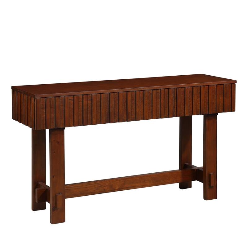 Mid Century Farmhouse Fluted Console Table with Storage Drawers
