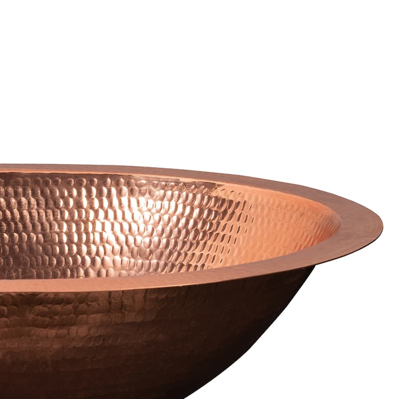 19-in Oval Under Counter Hammered Copper Bathroom Sink in Polished Copper (LO19FPC)