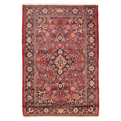 ECARPETGALLERY Hand-knotted Andelz Red Wool Rug - 4'4 x 6'7