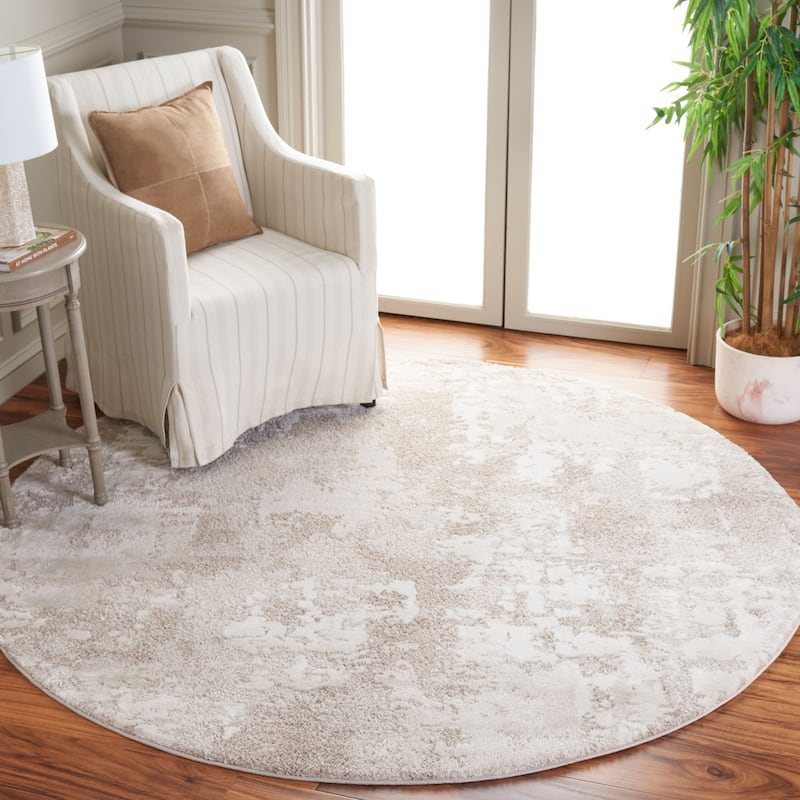 SAFAVIEH Century Trix Modern Abstract Rug - 6'7" Round - Beige - Round