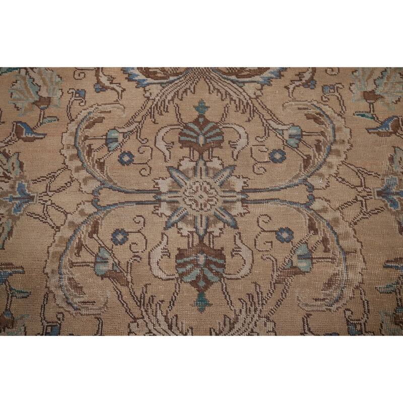 Distressed Tabriz Vintage Persian Rug Handmade Oriental Wool Carpet - 9'6" x 12'7"