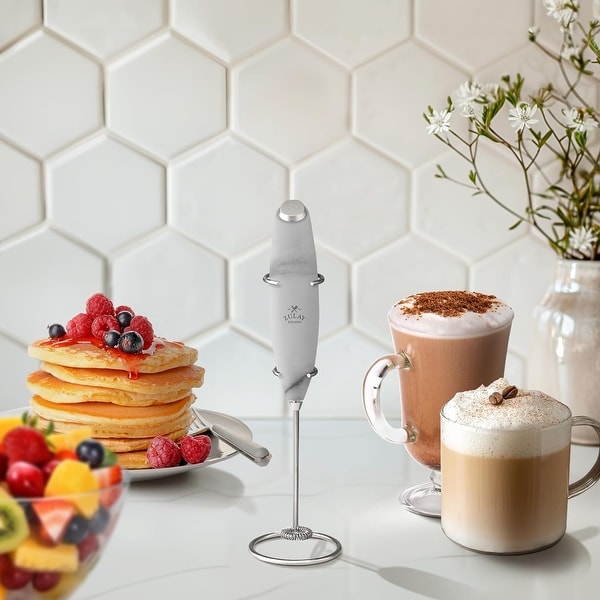 Zulay Kitchen Powerful Milk Frother Wand with Electric Whisk Foam