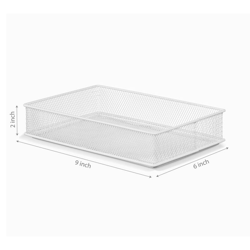 YBM Home White Mesh Desk Drawer Organizer Tray, Storage Holder, Multipurpose Storage Holder, 4x12x2, Pack Of 1 - 6x9x2