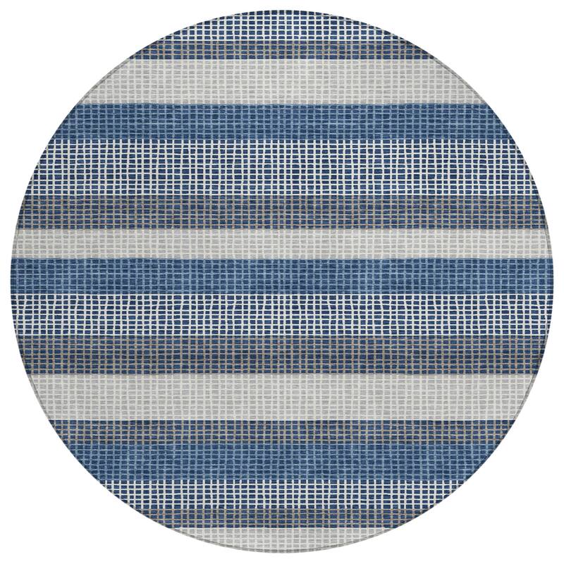 Machine Washable Indoor/ Outdoor Cabana Stripe Chantille Rug