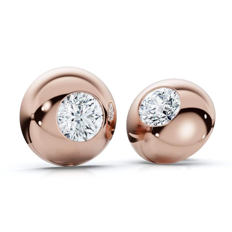Bliss Diamond 2Ct TW Diamond Button Studs Gold Lab Grown - Rose