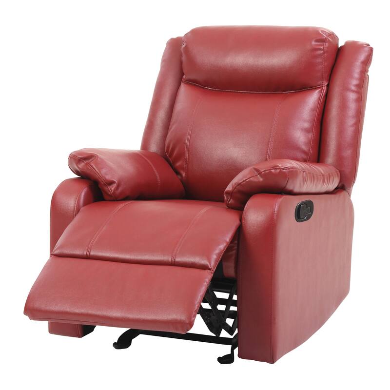 Faux Leather Comfort Rocker Recliner with Steel Frame Mechanism, Padded Arms, Manual Release