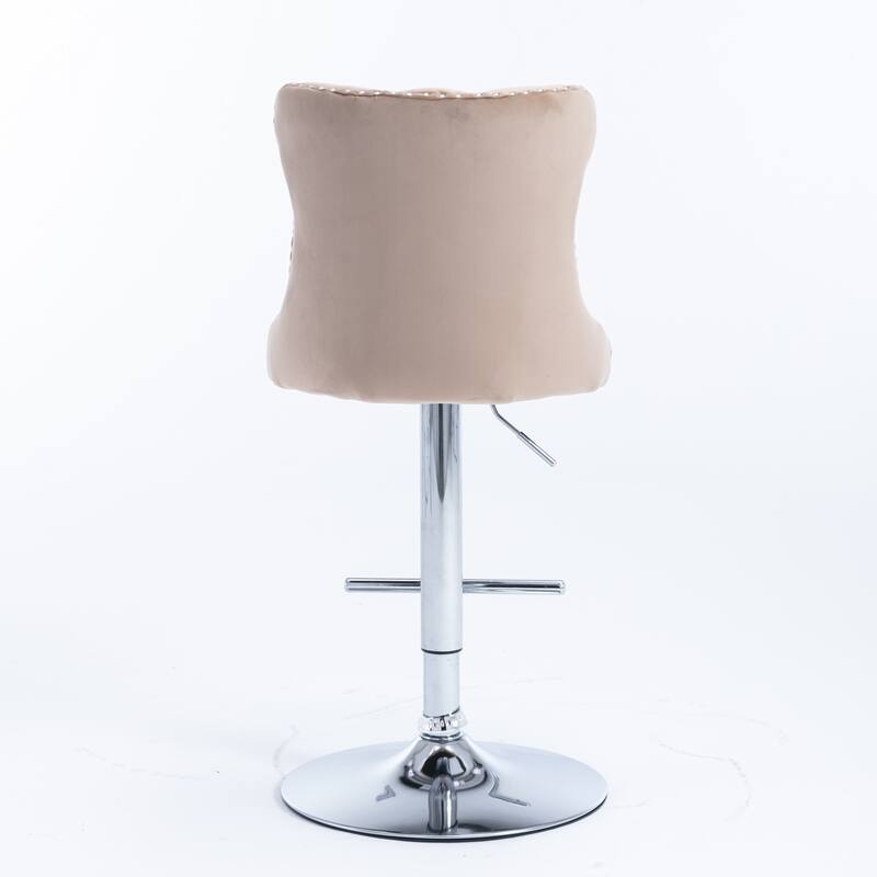 Modern Upholstered Swivel Barstools with Adjusatble Seat Height,Set of 2