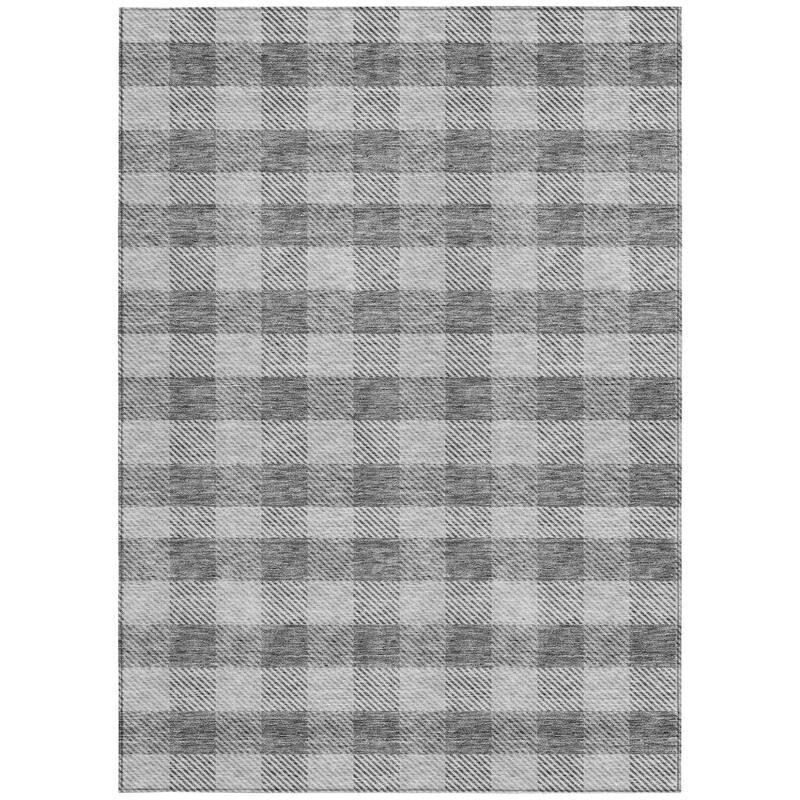 HomeRoots Plaid Transitional Rectangle Outdoor Rug