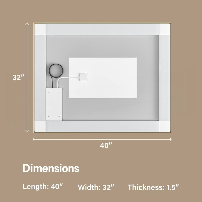 Gold Tempered MirrorDual LED Light StripsFront and Back Lighting