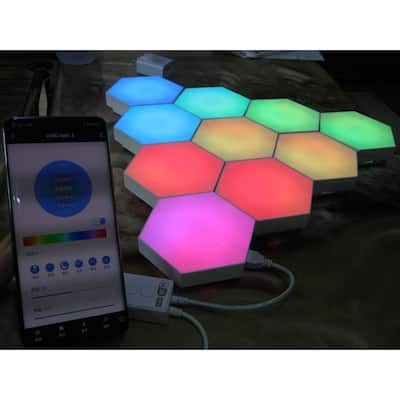 Technical Pro 10x Hexagon Dream LED Smart Lighting with with App, Alexa & Google Smart Support - Width: 3" Diagonal: 4"