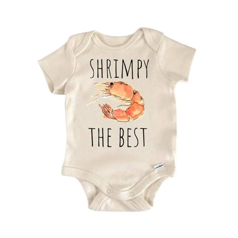 Shrimp Seafood Fish Foodie - Baby Boy Girl Clothes Infant Bodysuit Funny Cute Newborn - White - 6-9M