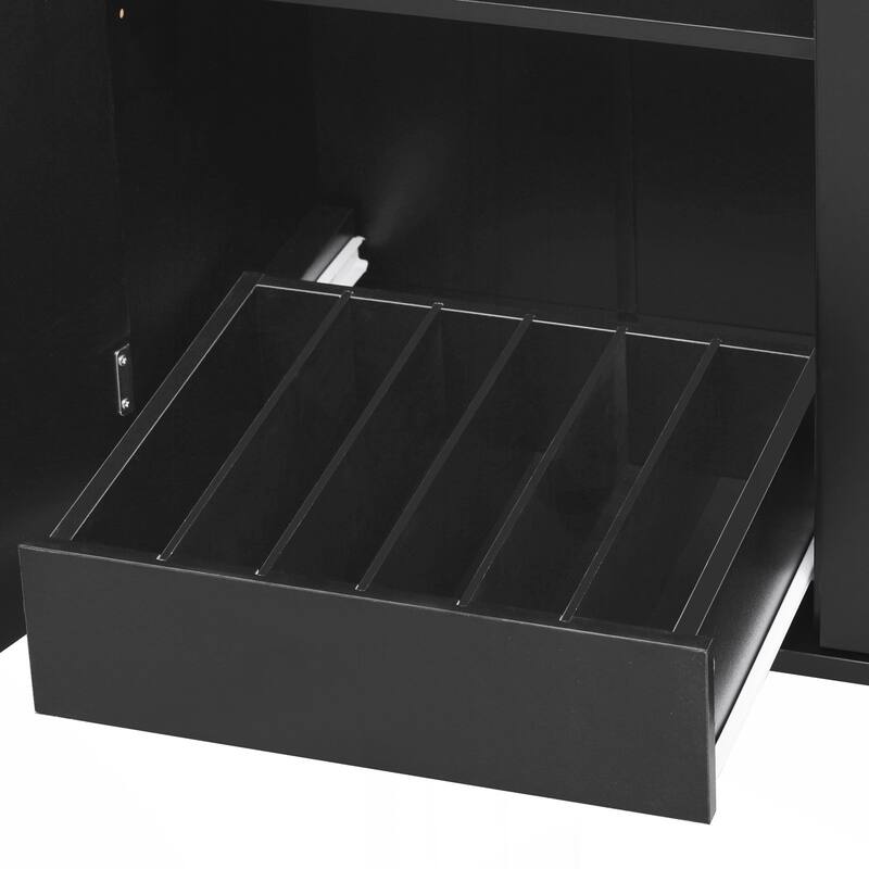 Kitchen Island with Drop Leaf, Kitchen Storage Island with Removable Side Racks, Two Drawers