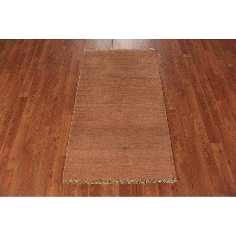Gabbeh Oriental Rug Hand-Knotted Brown Wool Carpet - 2'6" x 4'4"