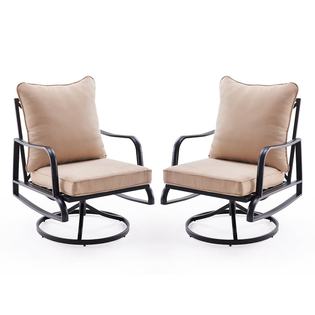 Set of 2 Patio Furniture, Outdoor Swivel and Rocking Patio Chairs