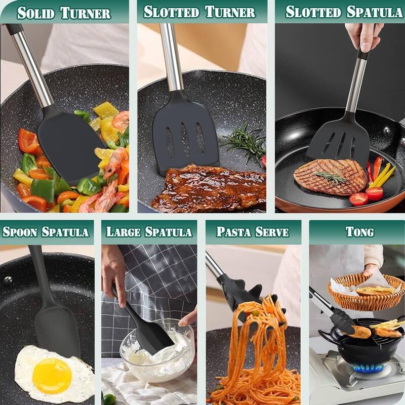 Silicone Kitchen Cooking Utensils Set-Umite Chef 43 pcs Heat Resistant Kitchen Utensils