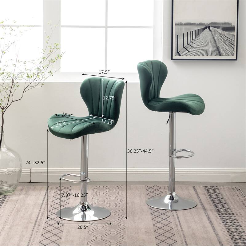 Upholstered Adjustable Swivel Barstools (Set of 2)