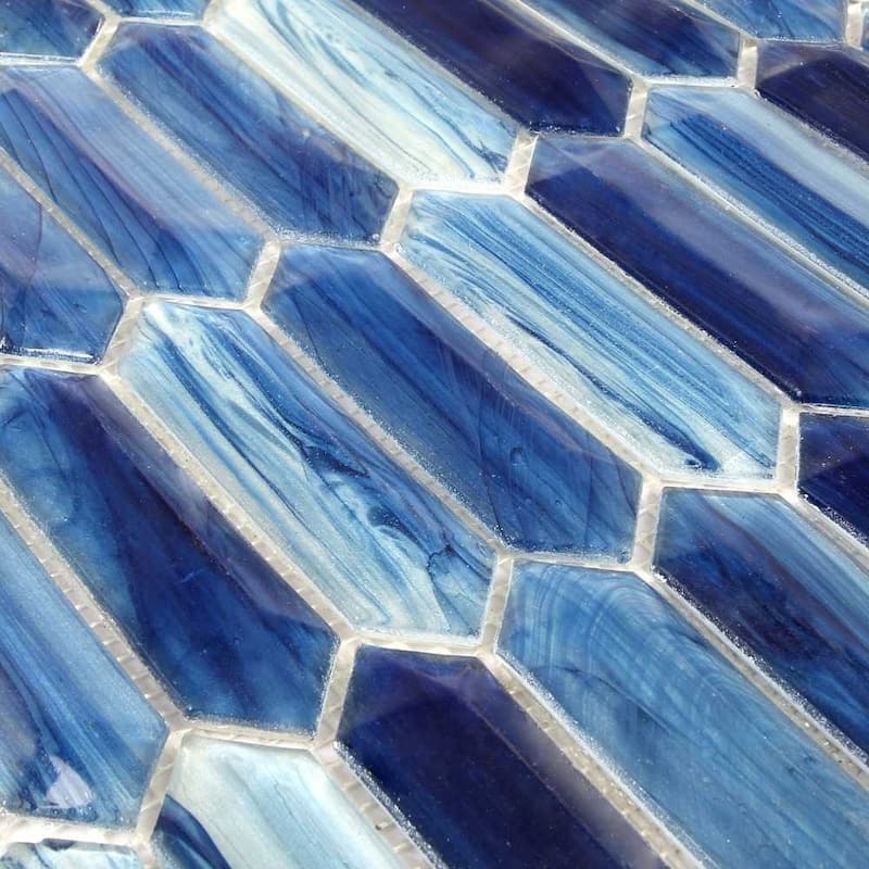 The Tile Life Island Antigua 14x12 Aruba Glossy Glass Picket Mosaic Wall & Backsplash Tile