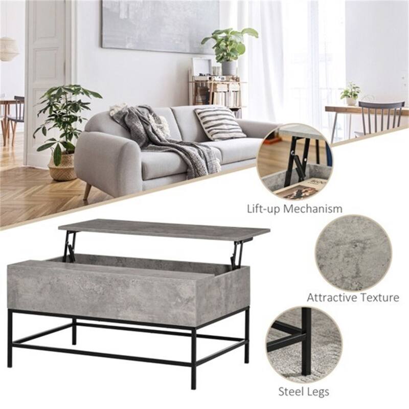 Modern Adjustable Height Coffee Table with Storage