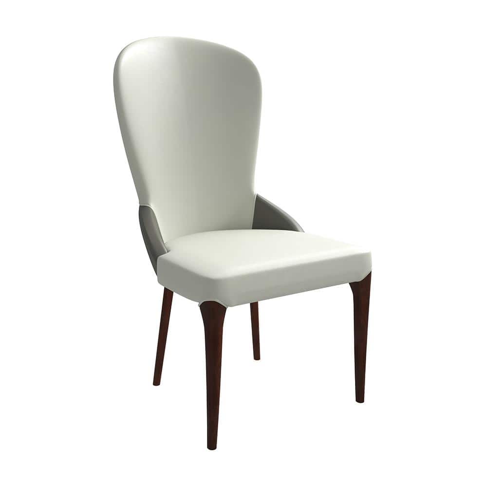 Havana Modern Leather Two-Tone Color Dining Chair with Solid Wood Frame, Ruberwood Legs, and Water Resistant Accent Chair