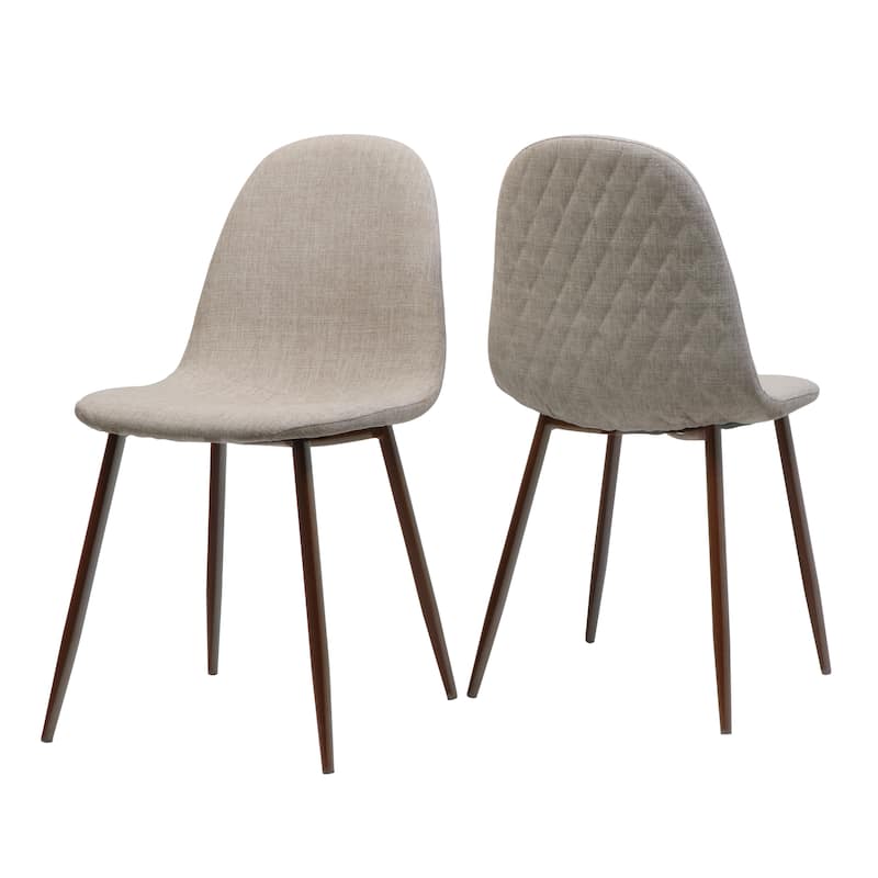 Modern Set of 2 Dining Chairs with Fabric Upholstered Backrest Seat, Wood Finish, Metal Legs for Dining Room Living Room