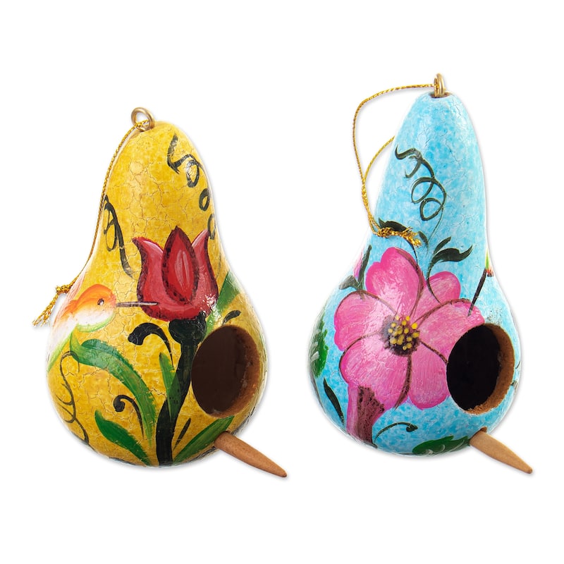 Novica Handmade Summer Homes Dried Gourd Ornaments (Set Of 2)