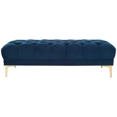 SAFAVIEH Zarya Navy/ Brass Tufted Rectangular Bench - 54" x 27" x 16"