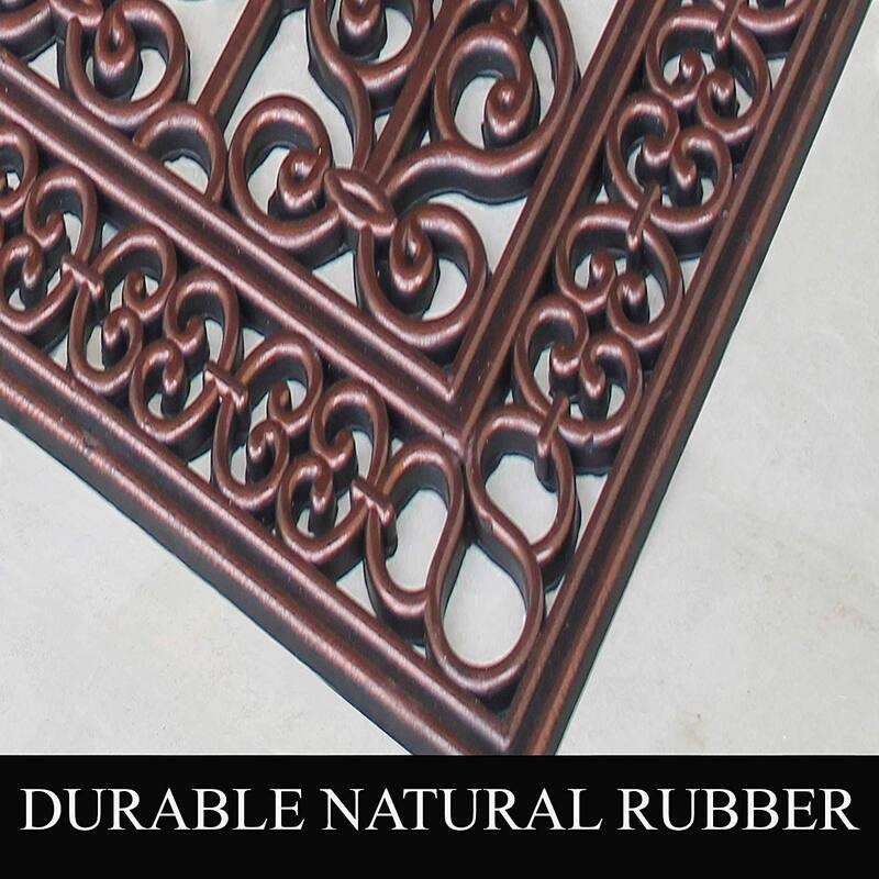 A1HC Rubber Paisley, Beautifully Non Slip Rubber Floormats Welcome Entryway Large Double Doormat, 36"X72"