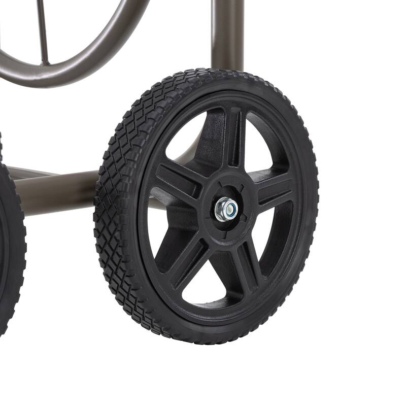 Glitzhome 36"H Steel Garden 4-Wheel Reel Cart with Hose