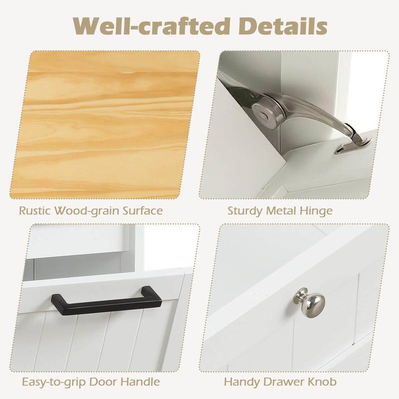 Costway Laundry Cabinet Freestanding Tilt Out Laundry Hamper with - See Details