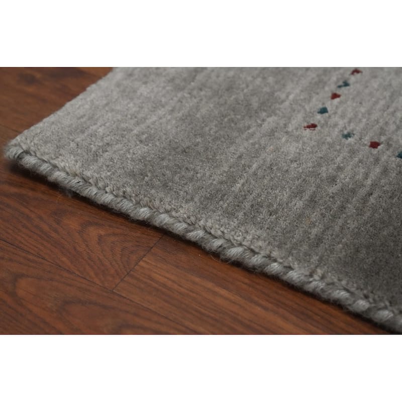Tribal Gray Gabbeh Oriental Accent Rug Geometric Tribal Carpet - 5' 9'' X 3' 11''