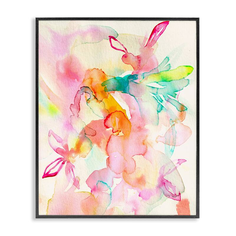 Stupell Abstract Watery Island Flowers Framed Giclee Art Design By Gemma Bardot - 11 x 14 - Black