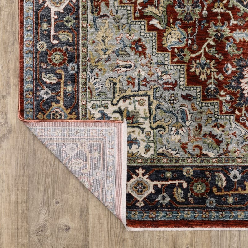 Esme Traditional Medallion Red/ Blue Area Rug