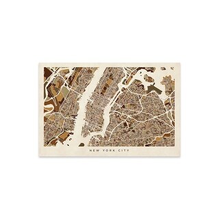 New York City Street Map Browns Horizontal Print On Acrylic Glass by