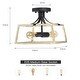 preview thumbnail 6 of 9, 12.6 in. 2-Light Black and Wood Farmhouse Open Cage Semi-Flush Mount Ceiling Light - 12.6"W