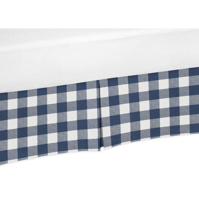 Navy Buffalo Plaid Check Collection Boy Crib Bed Skirt - Blue and White ...