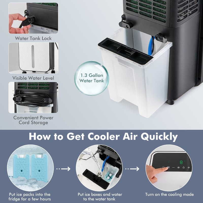 Costway Evaporative Air Cooler 3-in-1 Portable Swamp Cooling Fan w/