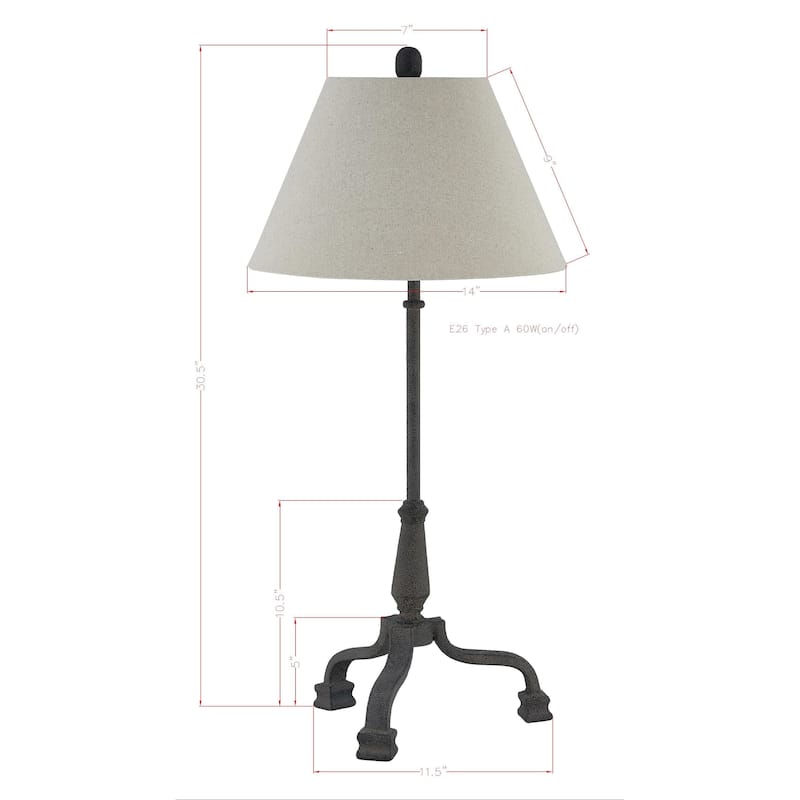 Marvin 27" Table Lamp with Linen Shade, Black