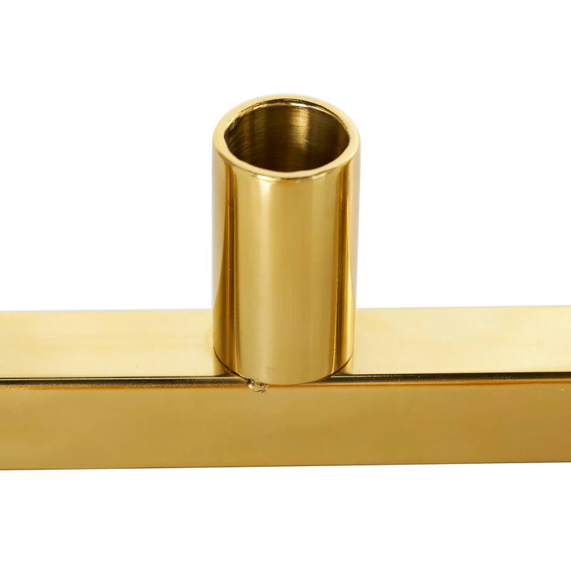 Stainless Steel Metal 7 Candle Candelabra with Rectangular Frame - Gold - Roche River Decor - 3"W x 22"L x 6"H