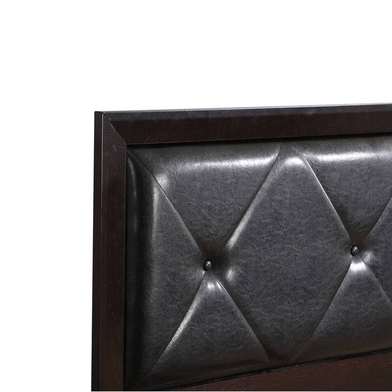 Upholstered Tufted Twin Panel Bed - 80" - Espresso Brown