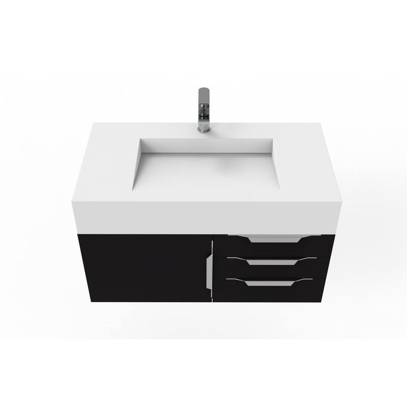 Nile 36-Inch Wall Mounted Bathroom Vanity Set w/ White Top