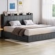 preview thumbnail 31 of 58, Bed Frame with Lift Up Storage, Upholstered Velvet Platform Bed with Storage Headboard Grey-King - King