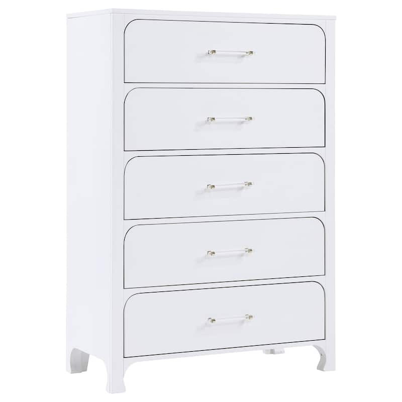 Anastasia 5-drawer Bedroom Chest Pearl White - Pearl White - 5-drawer