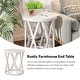 preview thumbnail 17 of 26, COZAYH Farmhouse End Table, Rustic Round Coffee Table with X-Motifs Legs, Wood Textured Top for Boho, French Country Decor