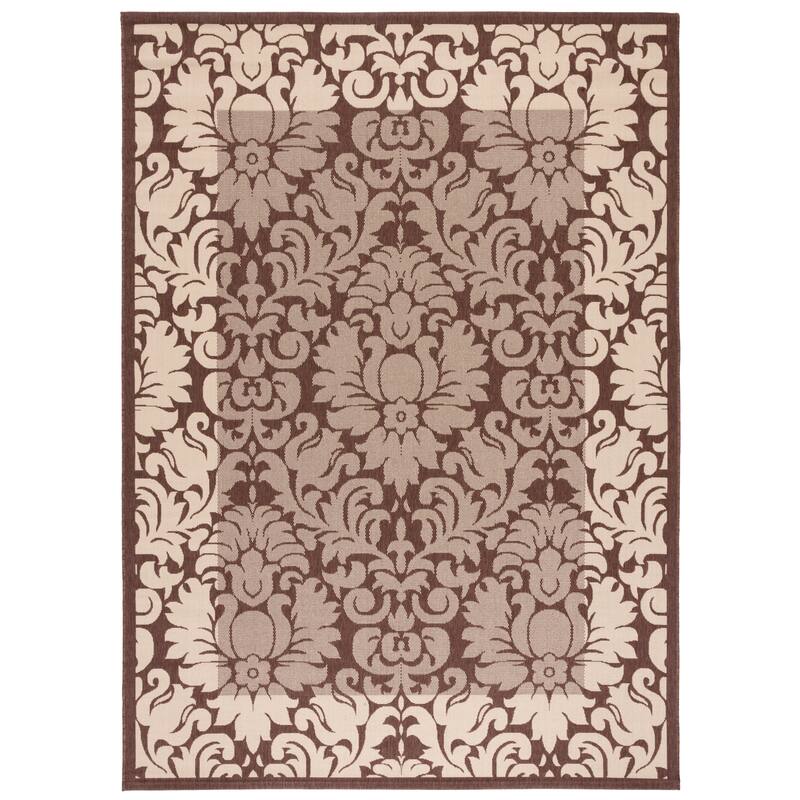 SAFAVIEH, Courtyard Foelke Indoor/ Outdoor Patio Backyard Rug - 8' x 11' - Chocolate/Natural