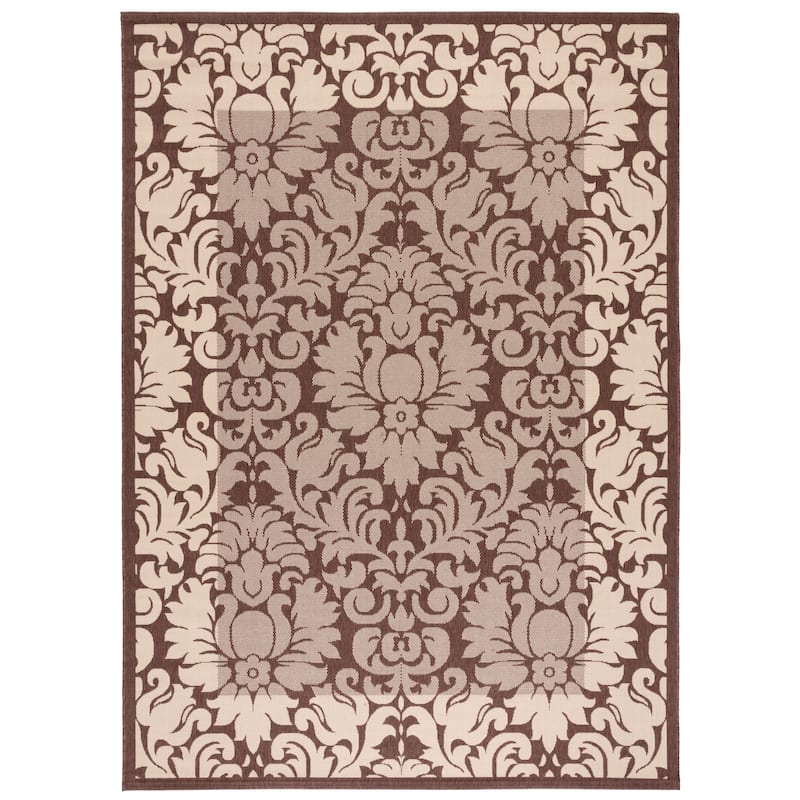SAFAVIEH Courtyard Peggie Indoor/ Outdoor Patio Backyard Rug - 8' x 11' - Chocolate/Natural