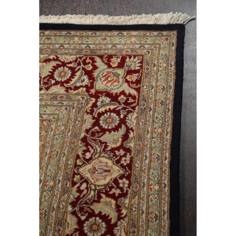 Wool/ Silk Tabriz Mahi Persian Vegetable Dye Area Rug Hand-knotted - 8'1" x 10'5"