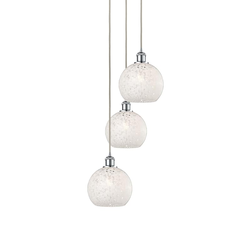 Innovations Lighting 113B-3P-36-15 White Mouchette Pendant White - Polished Chrome