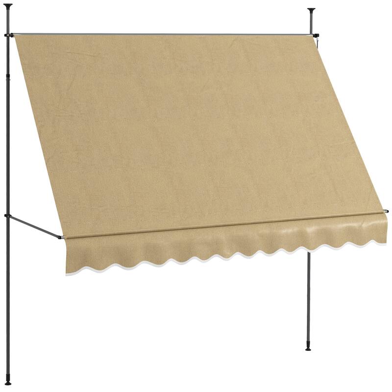 Outsunny 10' x 4' Manual Retractable Awning, Non-Screw Freestanding Patio Sun Shade Shelter