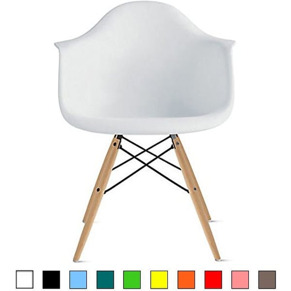 Plastic white chair with sales wooden legs