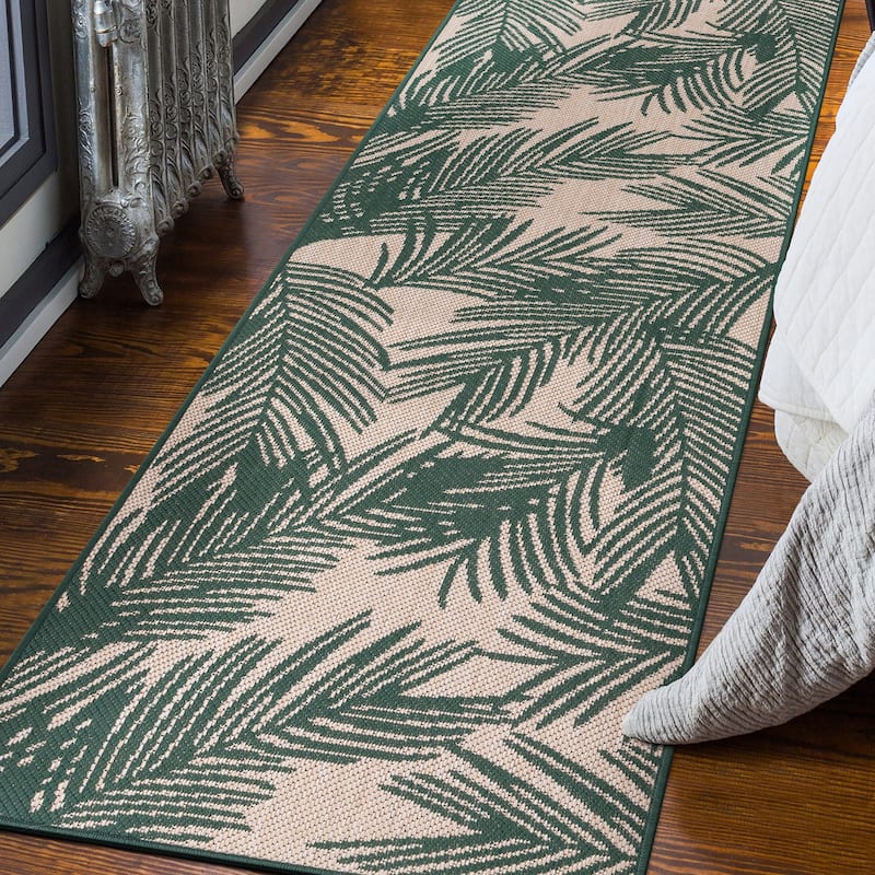 World Rug Gallery Contemporary Distressed Leaves Textured Flat Weave Indoor/Outdoor Area Rug
